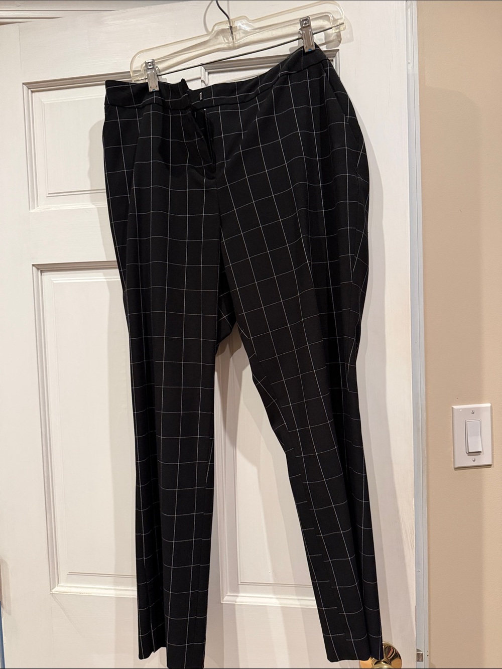 Amanda & Chelsea Black Windowpane Straight-Leg Pants